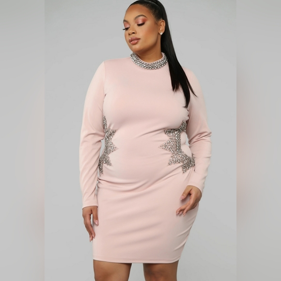 Pink Rhinestone Mini Dress - Picture 2 of 8